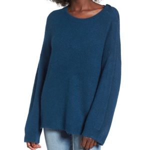 Leith Teal Blue Oversized Pullover Sweater Size S